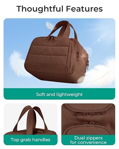 BAGSMART Travel Toiletry Bag, Puffy Toiletry Bag for Women, Wide-open toiletry bags for traveling, Large Travel Cosmetic Makeup Bag Organizer for Accessories,Toiletrie (Coffee Brown) thumbnail 3