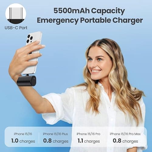 Mini Portable Charger for iPhone 17/16,Upgraded 5500mAh PD USB C Power Bank,Travel Essentials Pocket Phone Charger Battery Pack for iPhone 17/17 Pro Max/16/16 Pro/15 Series,Samsung Galaxy Android etc thumbnail 7