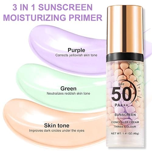 3 in 1 Color Correcting Serum, SPF Primer for Face Before Makeup, Sunscreen One Step Color Corector Primer,SPF 50 PA+++ Isolation Cream,Color Correcting Facial Serum Oil Control & Moisturizing thumbnail 7