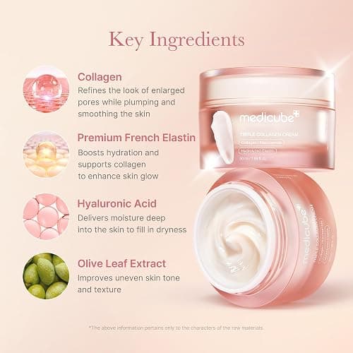 medicube Triple Collagen Cream - Hydrating & Firming Moisturizer with Hyaluronic Acid, Premium Elastin, Shea Butter - Wrinkle Care & Boosts Elasticity - Korean Skincare, 1.69 oz thumbnail 5