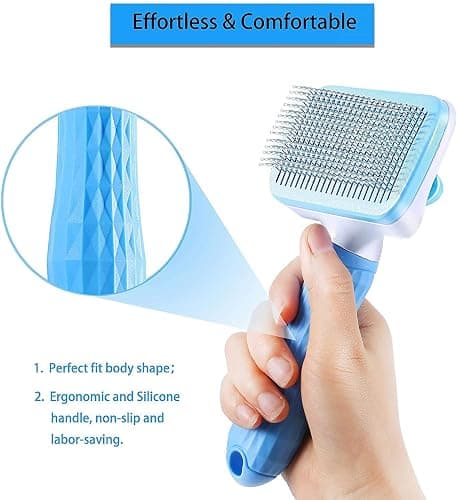 ACE2ACE Slicker Dog Brush, Cat Hair Brush, Pet Grooming Brush, Daily Use to Clean Loose Fur & Dirt, Great for Dogs and Cats With Medium Long Hair - Blue thumbnail 5
