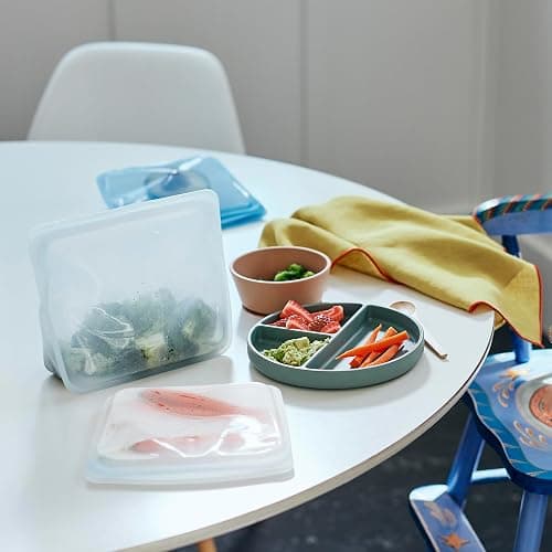 Stasher Silicone Reusable Storage Bag, Stand-Up Mid, Reusable Freezer Bag, Microwave, Dishwasher, Oven Safe, Sous Vide, Premium Lunch Container, Eco Friendly, Food Storage Bags, 56 oz, Clear thumbnail 4