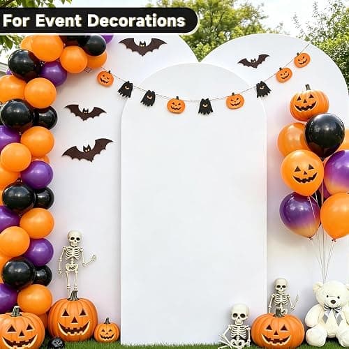Hemmotop Stretchy White Arch Backdrop Cover Set of 3-7.2ft, 6.6ft, 6ft | Wrinkle-Free, Double-Sided, Spandex, for Wedding, Birthday, Baby Shower, Graduation Party, Reusable for Balloon Arches thumbnail 4