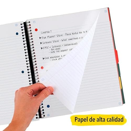 Five Star Advance Spiral Notebook + Study App, 5 Subject, College Ruled Paper, 8-1/2" x 11", 200 Sheets, Spiral Guard, Movable Tabbed Dividers, Seaglass Green (73148) thumbnail 5