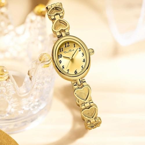 Diaofendi Petite Gold Watches for Women Vintage Bracelet Wrist Watch Luxury Ladies Oval,Fashion Dress Quartz Watch with Tools Include,Waterproof thumbnail 5