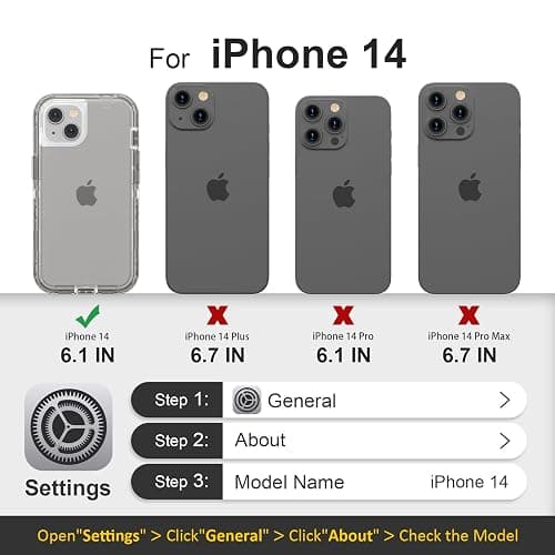 Follaroma for iPhone 14 Case, Heavy Duty Shockproof Protection Phone Cases, Anti-Drop, Dual Layer Transparent Protective Cover Compatible with iPhone 14 (6.1 inch), Crystal Gray thumbnail 2