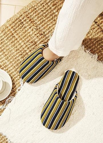 Epsion Linen Slippers for Women Japanese Style House Shoes Fleece Lining Soft Sole Anti-Skid thumbnail 2