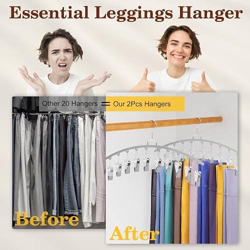 Ginyoyo 4 Pack Legging Organizer for Closet, Metal Gym Clothes Organizer w/40 Clips Holds 40 Leggings, Scarf Hangers Space Saving, Closet Organizers and Storage, Room Organization Essentials, Grey thumbnail 4