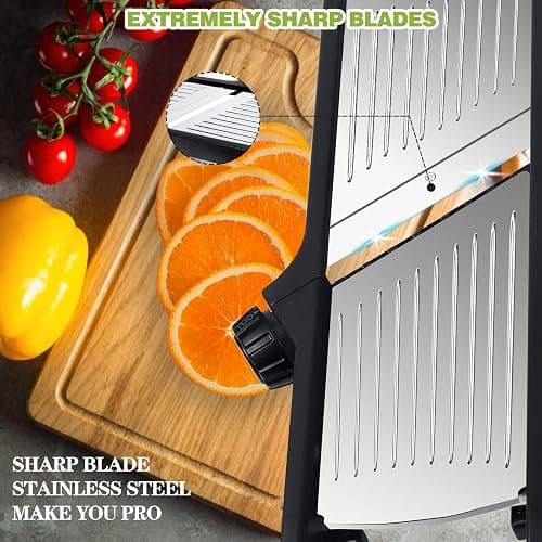 Blamovo Mandoline Slicer for Kitchen, Vegetable Mandolin Slicer with Adjustable Thickness by One-Knob Control, Veggie Fruit Potato Slicer Julienne, with Safety Gloves thumbnail 5