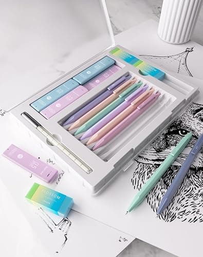 Ponditni 20PACK Mechanical Pencil, 8Pcs 0.5 0.7mm Mechanical Pencils Set With Eraser and 480 Pcs Refills, Cute Colored Preppy School Supplies Gift for Girls Writing - Come With Custom Case thumbnail 2