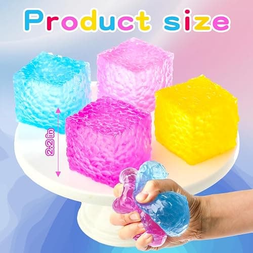 Stress Cubes, Squishy Stress Novelty Water Cube for Kids Adults, Squishy Slow Rising Fidget Cube Sensory Toys for Anxiety Stress Relief, Unique Desk Ice Squeeze Stress Ball Cubes.(Blue) thumbnail 2