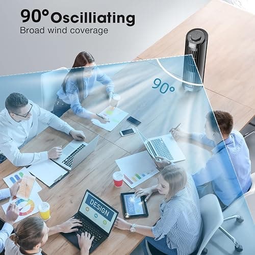 Grelife 13 Inch Tower Fan with Remote Controls, 3 Speed Settings, 90° Oscillation, 7.5 Timer, Ultra Quiet (25dB), Bladeless Design, Space-Saving for Bedroom, Office, Home, Dorm - Black - 15nches thumbnail 4
