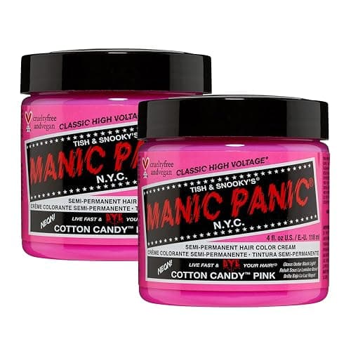 MANIC PANIC Classic Cotton Candy Pink Semi Permanent Hair Color - Bright Pink Hair Dye for Women & Men That Lasts 4-6 Weeks - Vegan, Ammonia & Cruelty-Free - Create & Mix Custom Shades (4oz / 2pk) - Image 1