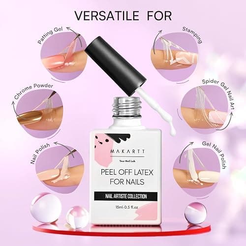 Makartt Liquid Latex for Nails: Nail Polish Barrier Peel Off for Clean Edges, Quick Dry Peel Off Cuticle Guard, Latex Tape for Nails Gel Polish, Stamping, Chrome Powder for Nail Art Home Salon Use thumbnail 4