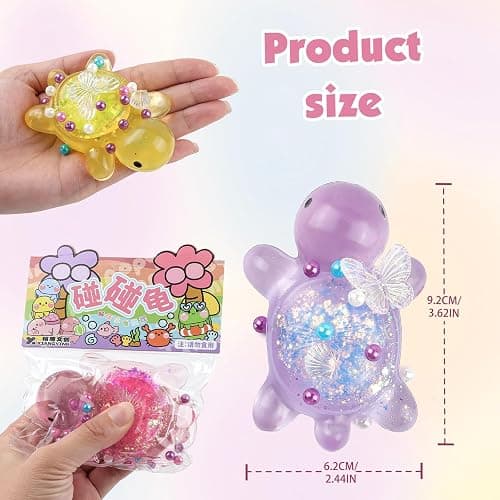 Anboor 3 Pcs Turtle Squishies Toys, 3.15" Soft Sticky Glittery Turtle Squeeze Fidget Toys Stress Relief for Kids Adults Autism Birthday Gifts thumbnail 3