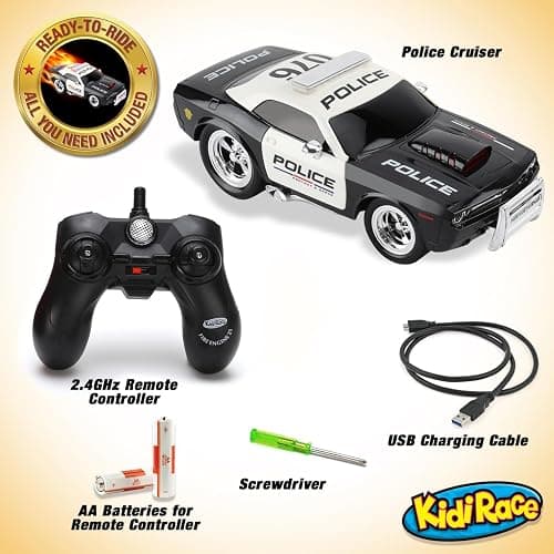 Kidirace Rechargeable Police Car Remote Control Toy for Kids, Hobby Rc Cars Toys, Lights & Siren, Birthday Gift Ideas for Boy Age 8-12 Years, Gifts for Boys & Girls Ages 3 4 5 6-8 9 10 11 12 Year Old thumbnail 3
