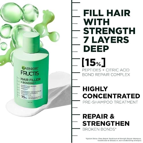 Garnier Fructis Hair Filler + Bonding Fiber Repair Pre-Shampoo Treatment, For Damaged Hair, Repairs & Strengthens Broken Bonds, Fills Hair with Strength 7 Layers Deep,300ml thumbnail 3