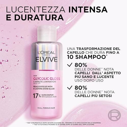L'Oréal Paris, Elvive Glycolic Gloss, 5 Minuten-Laminierungsbehandlung (200 ml) + Serum ohne Ausspülen (150 ml) + Spülung (150 ml), Set für stumpfes und poröses Haar, intensiver und langanhaltender thumbnail 2