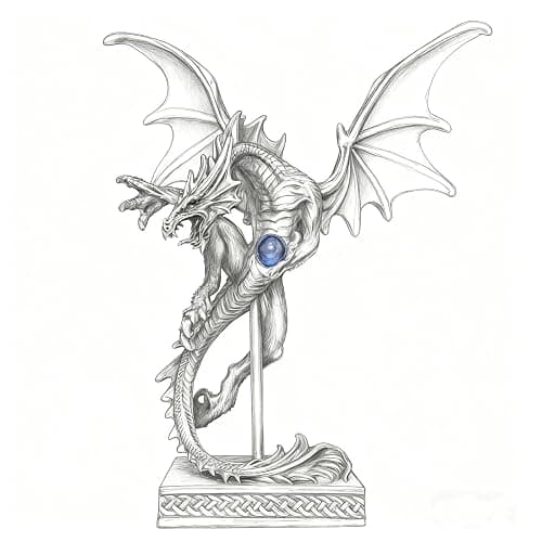 Hmusnwol Dragon Statue-Collectible Figurines Fantasy Gothic Beast - 10.5" Tall Collectible Dragon Sculpture Decor with Blue Orb thumbnail 5