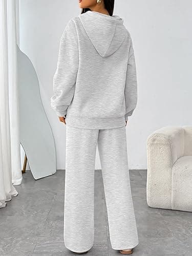 Trendy Queen Womens 2 Piece Outfits Fall Fashion Sweatsuits Oversized Hoodies Wide Leg Sweatpants Lounge Matching Track Sets thumbnail 5