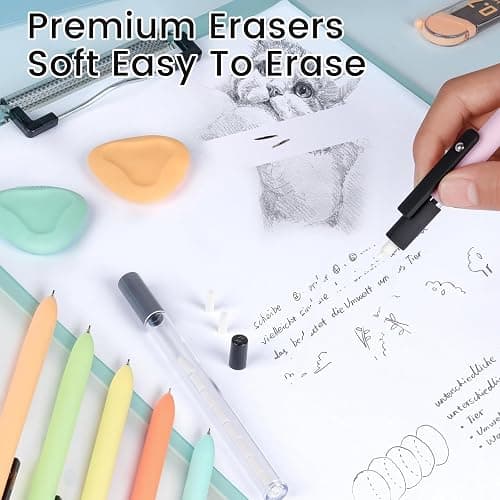 Smooth Mechanical Pencil Set with Erasers, 6PCS Pastel Mechanical Pencils 0.5 & 0.7mm with 4 Tube HB Lead Refill, 2PCS Erasers and 10PCS Eraser Refills for School Supplies Writing (0.5mm+0.7mm) thumbnail 5