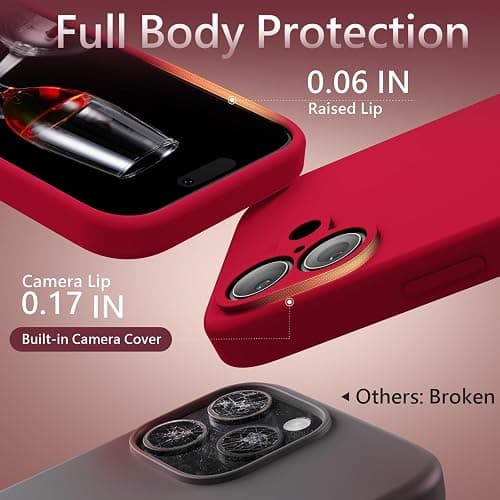 FireNova Magnetic for iPhone 17 Case, Compatible with MagSafe, [Integrated Silicone Camera Control Button] [Camera Protection] Anti-Scratch Microfiber Lining Phone Case, 6.3", Deep Red thumbnail 7