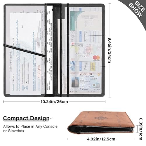 linqin Car Registration and Insurance Card Holder, Western Bull Boho Glove Box Organizer Card Document Wallet thumbnail 3