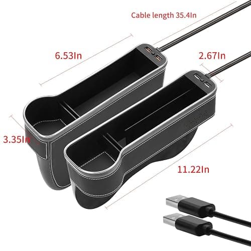 keketuohai 7 Color Led Car Seat Gap Organizer with 56W Fast Charger Car Console Organizer with Cup Holder Front Seat Gap Filler with USB Between Seat Cup Holder fit for Android iPhone (Black) thumbnail 3