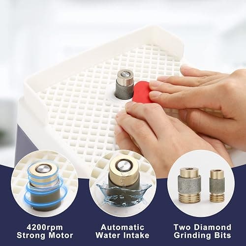 Stained Glass Grinder, Mini Glass Grinder Machine with 5/8" & 1" Grinder Bits, Stained Glass Kit & Glass Cutting Oil, Widely Used for Glass Processing Arts and Decoration - by Godora thumbnail 2