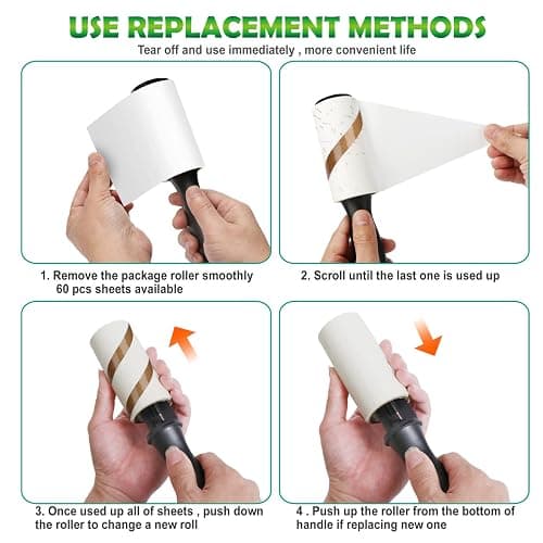 480 Sheet Extra Sticky Lint Roller - Pet Hair Remover for Clothes - 4 Handles + 8 Refills Pack thumbnail 6