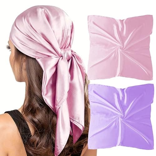 vimate 35" Square Silk Like Head Scarf - Women's Fashion Satin Scarf Bandana for Hair Wrapping at Night. - Image 1