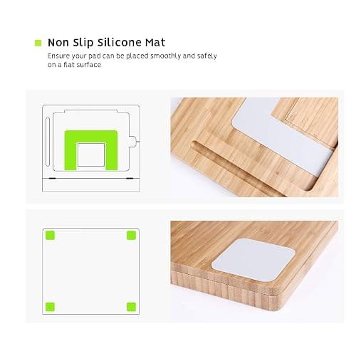 ELETIUO Tablet Desktop Stand Height Adjustable,Foldable Bamboo Drawing Ipad Holder,Multi-Angle Portable Stand Organizer,Compatible with 12.9 inch ipad pro 3rd/4th Gen thumbnail 7