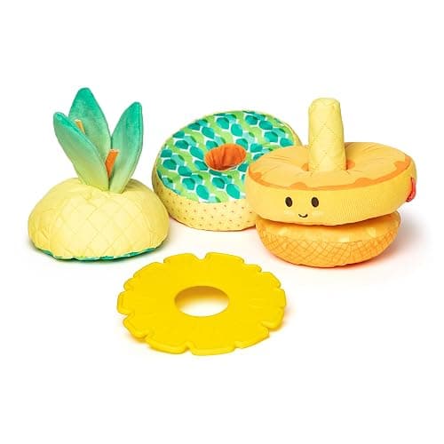 Melissa & Doug Multi-Sensory Pineapple Soft Stacker Infant Toy - Stacking Toys For Babies, Pineapple Stacking Toy For Infants thumbnail 4