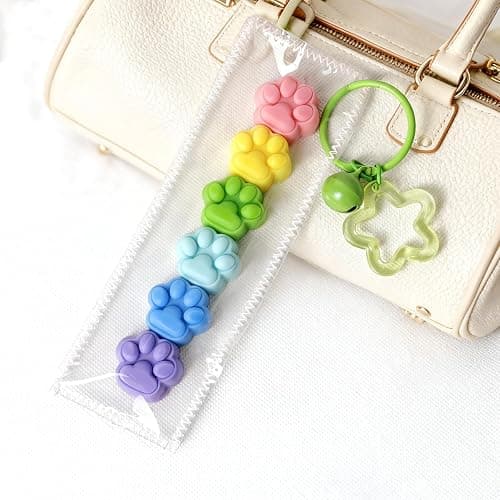 Handmade Rainbow Cat Paw Taba Squishy Bag Charm - Cute Mini Silicone Fidget Sensory Toy, Soft Sticky and Slow Rebound Stress Relief Squeeze Toy for Relaxation Gift (Cat Paw) thumbnail 5