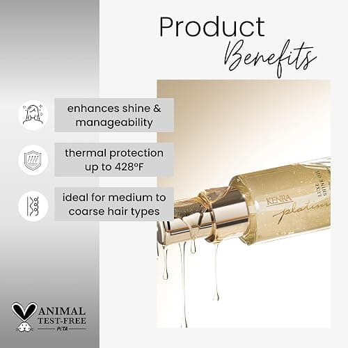 Kenra Professional Platinum Luxe Shine Oil | Gold Enriched Nourishing Elixir |Enhances Shine & Manageability | Thermal Protection Up To 450F | Medium To Coarse Hair thumbnail 2