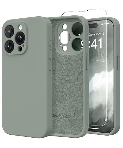 SuydanBox Magnetic for iPhone 12 Pro Max Case, Compatible with MagSafe, [Full Camera Protection][Screen Protector] Silicone Shockproof Protective Phone Case for iPhone 12 Pro Max 6.7", Calke Green - Image 1