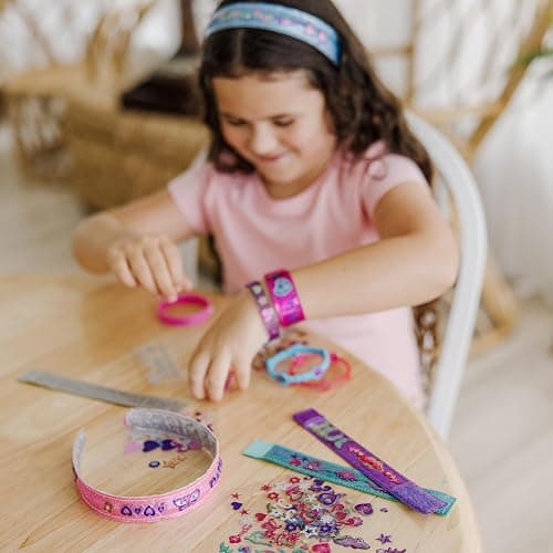 Melissa & Doug Design-Your-Own Bracelets with 100+ Sparkle Gem & Glitter Stickers, Kids Snap Bracelets, Stickers & Jewelry Crafts, Preschool Toys for Girls & Boys Ages 4+ thumbnail 6