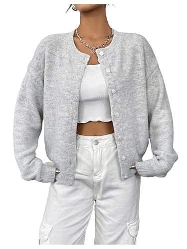 GORGLITTER Women's Button Up Knit Cardigan Open Front Casual Dressy Fall Trendy 2025 Cute Long Sleeve Sweater - Image 1