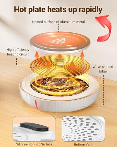 HouseGem Large Candle Warmer Plate - Coffee Cup Mug Warmer for Desk, Candle Melter, Electric Mug Heater for Beverages, Milk & Tea, Coffee Accessories Ideal Gifts Keep Cup Warm (White) thumbnail 3