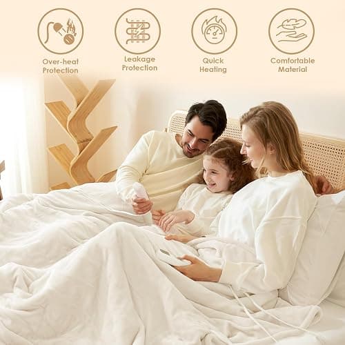 EHEYCIGA Heated Blanket Electric Blanket Throw - Heating Blanket with 9 Heating Levels & 10 Hours Auto Off, Soft Cozy Sherpa Washable Blanket with Fast Heating, 50 x 60 Inches thumbnail 2