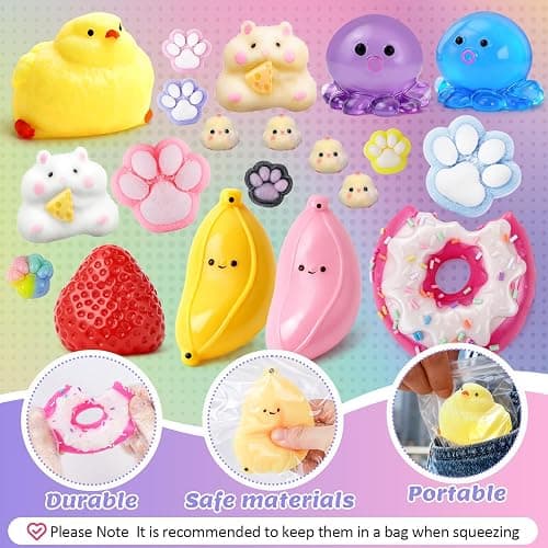 20Pcs Taba Squishy Pack Fidget Toys, Include Squishies Chick, Cat Paws, Hamster, Strawberry Toys, Sensory Toys for Kids, Classroom Birthday Gifts, Goodie Bag Stress Relief Toys (11big+9small) thumbnail 6