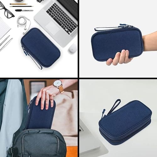 CAOODKDK Electronic Organizer Travel Cable Accessories Bag, Electronic Organizer Case, Electronic Accessories Organizer Bag for Power Bank, Charging Cords, USB Cable, Earphones (Navy Blue) thumbnail 7
