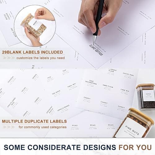 308 Kitchen Pantry Labels for Food Containers, 3 Sizes White Minimalist Labels for Organizing, Food Label for Jars, Storage Bins, Preprinted Waterproof Pantry Label for Containers thumbnail 5