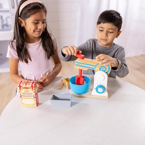 Melissa & Doug Make-a-Cake, 10-Piece Wooden Mixer Set with Play Food & Play Kitchen Accessories, Preschool Toys for Girls & Boys Ages 3+ - FSC Certified thumbnail 3