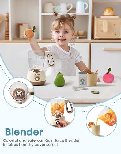 ROBUD Pretend Play Kitchen Appliances, Kids Play Kitchen Toy Food Set with Egg Steamer, Mixer, Toaster, and Blender with Realistic Sounds, Play Kitchen Accessories forToddlers (4-Set) thumbnail 6