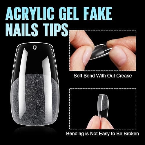 TOMICCA Medium Coffin Nail Tips, 240Pcs 15 Sizes, Half Matte Gel Nail | Nail Extension Tips Set, Full Cover Pre Shaped Fake Nails for Beginner and Professional DIY Nail Salon thumbnail 4