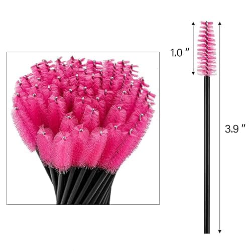 BTYMS 100 Pieces Disposable Spoolies Brush Eyelash Mascara Brushes Lash Wands Applicator Eyebrow Brush for Lash Extension-Pink thumbnail 2