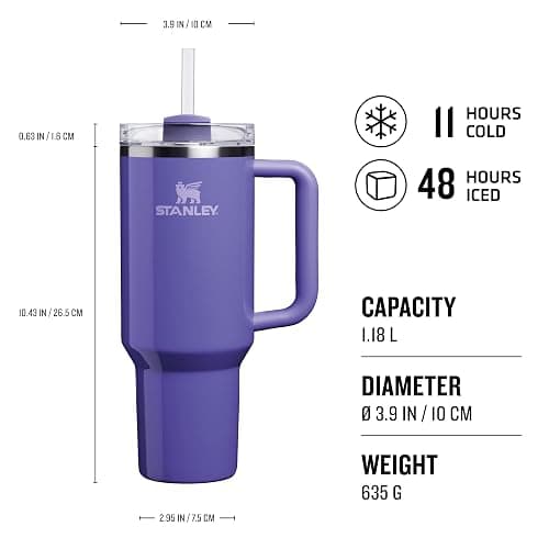 STANLEY Quencher H2.0 Flowstate Tumbler 1.2L - Cold for 11 Hours - Iced for 48 Hours - Metal Water Bottle with Straw, Handle and Lid - Dishwasher Safe - Travel Mug for Cold Drinks thumbnail 2