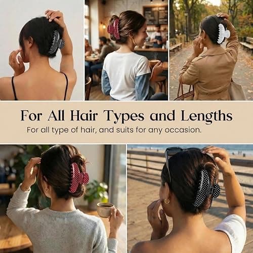 Polka Dot Claw Clips for Women Cute Medium Hair Clips Accessories, 3 Pack | Retro Polka Dot Design with Non-Slip Teeth, Secure Spring Grip, Comfortable Hold for Daily Buns, Half-Up Styles, Ponytails. thumbnail 4