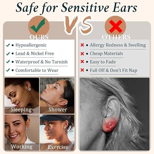 Poxtex Thick Silver Chunky Huggie Hoop Earrings for Women, Hypoallergenic Small Sterling Silver Cartilage Hoops Stacks, 14K Gold Plated Lightweight Dainty Jewelry Set for Multiple Piercings 6/8/10/12mm thumbnail 7